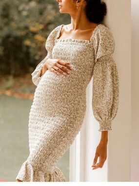 NWT Nothing Fits But Ichika Dress M/L Cream Blue floral Couture Collection